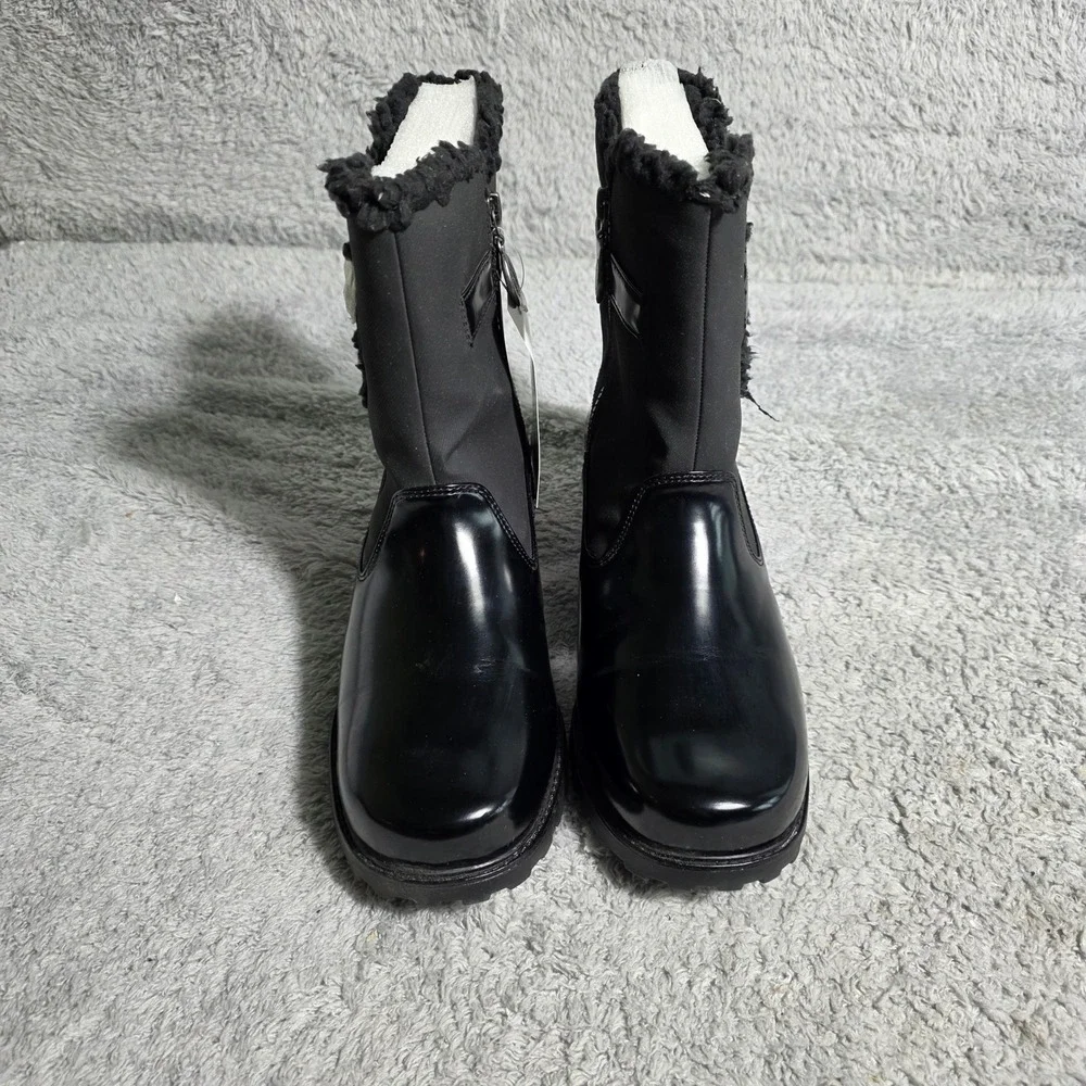 Trotters Women's Black Faux‎ Fur Lined Weatherproof Winter Snow Boots 9 WIDE NEW